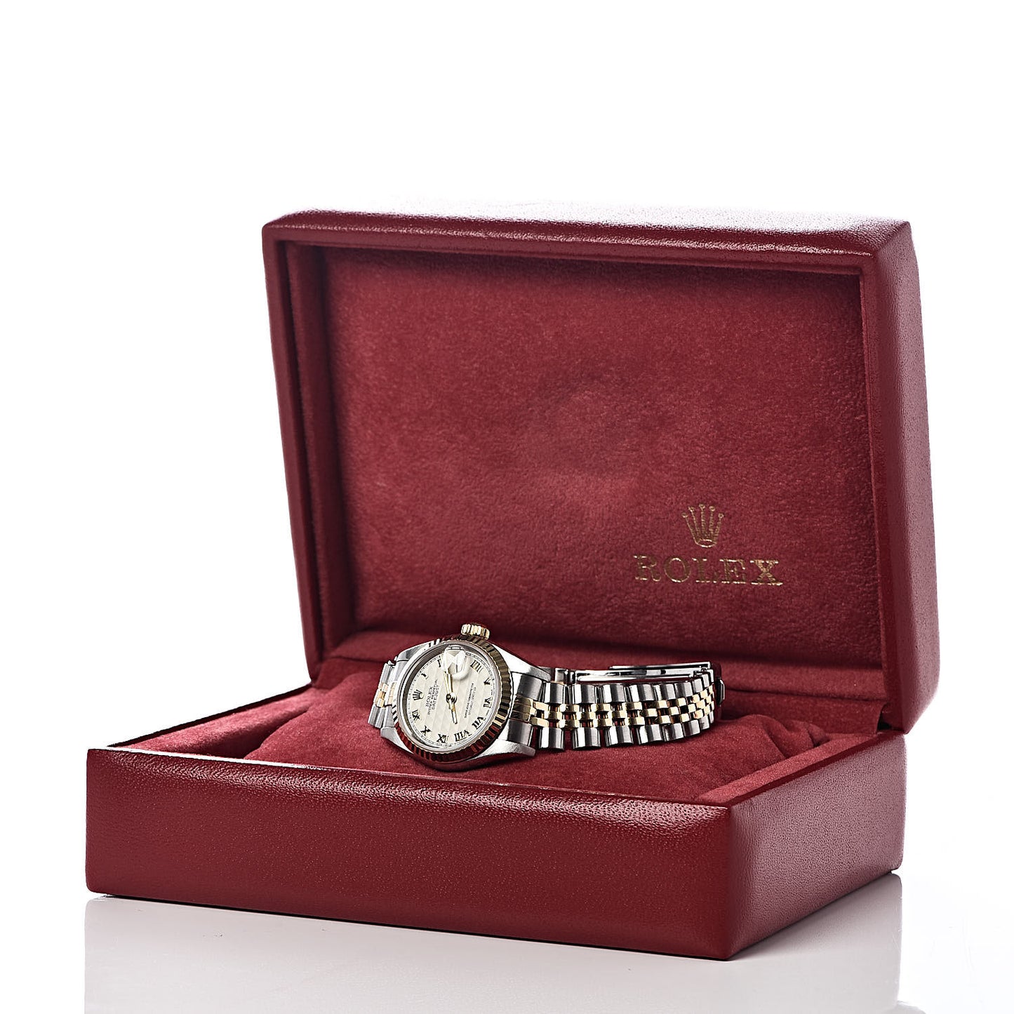 Stainless Steel 18K Yellow Gold 26mm Oyster Perpetual Datejust Watch White Pyramid Roman 79173