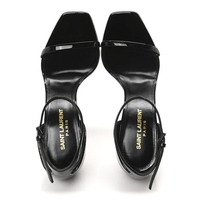 Saint Laurent Patent Calfskin Opyum 110 Sandals 38 Black Gold 2 of 9