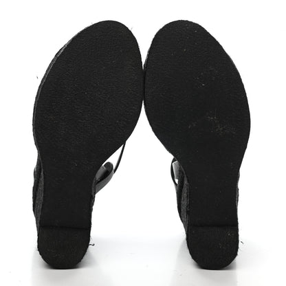 Saint Laurent Calfskin 85 Platform Espadrille Wedge Sandals 36 Black 5 of 7
