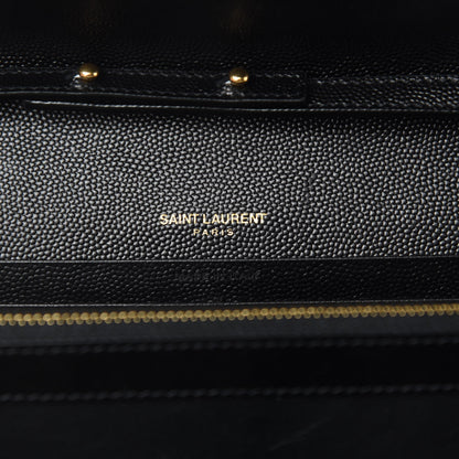 Saint Laurent Grain De Poudre Mixed Matelasse Triquilt Monogram Chain Wallet Black 8 of 10
