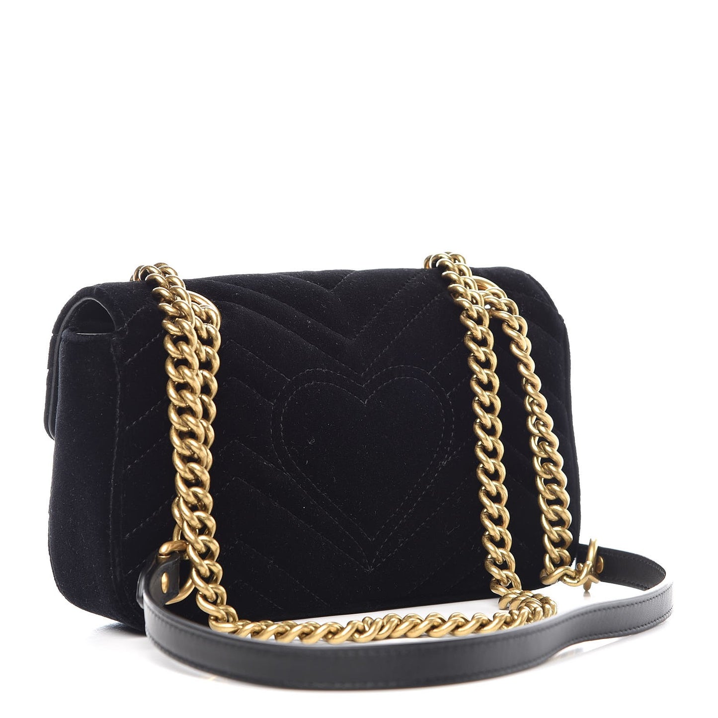 Velvet Matelasse Mini GG Marmont Shoulder Bag Black