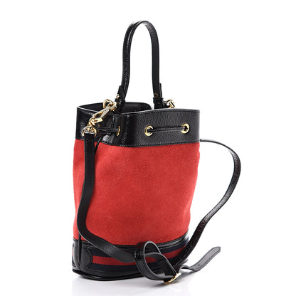 Gucci Suede Patent Web Small Ophidia Bucket Bag Hibiscus Red Black 2 of 9