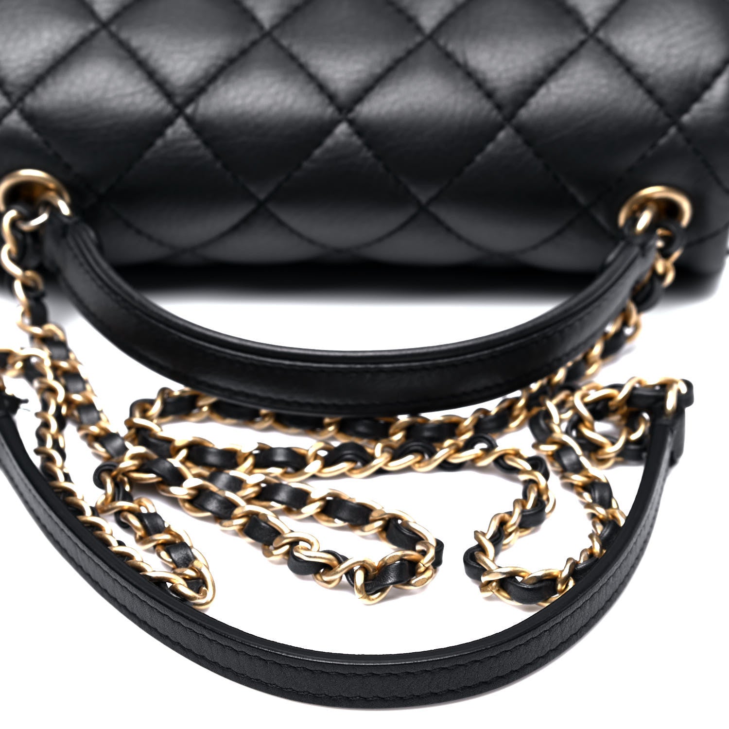 Chanel Calfskin Quilted Top Handle Flap Black 5 of 5