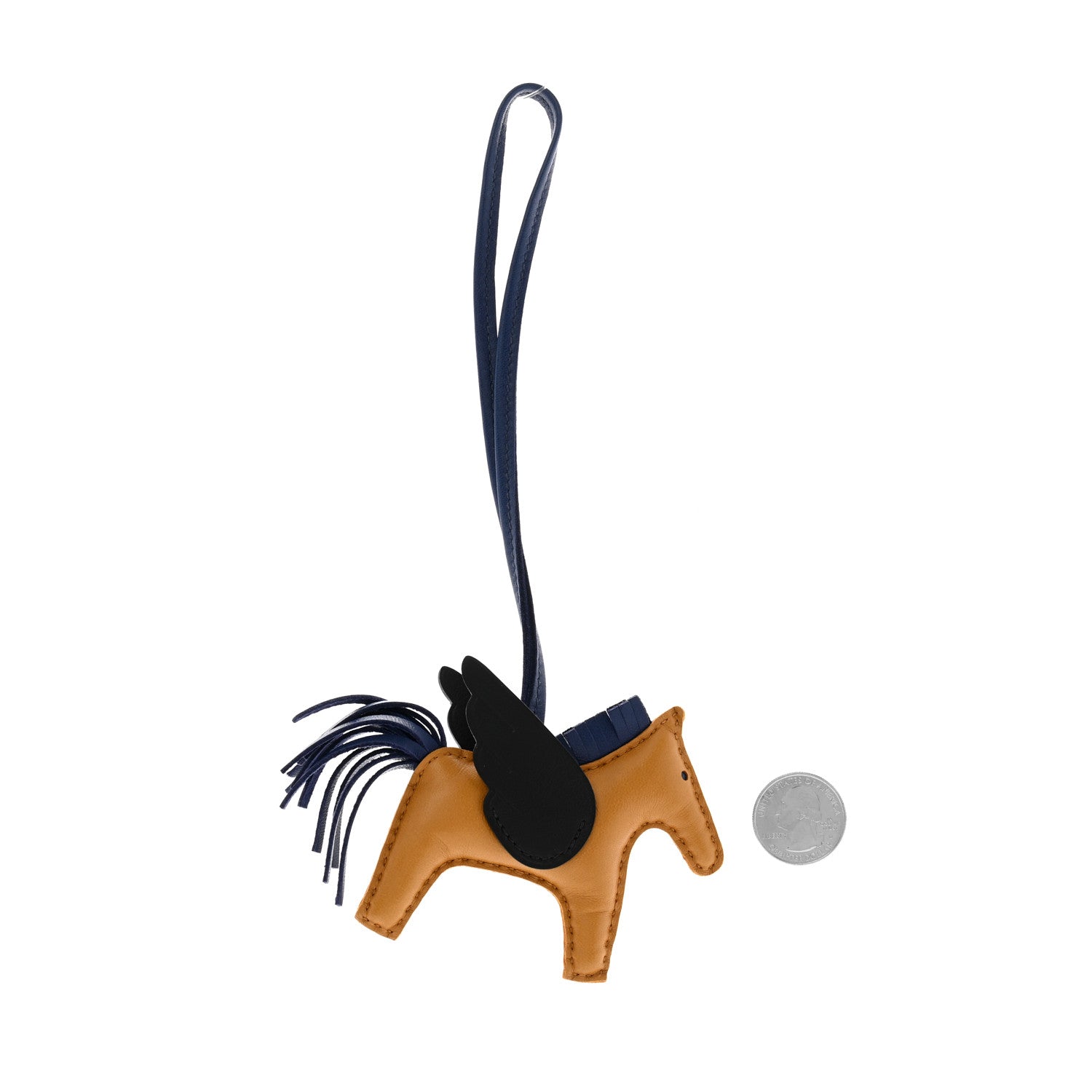 Hermes Milo Lambskin Grigri Rodeo Pegase Horse Bag Charm PM Sesame Black Bleu Saphir 2 of 5