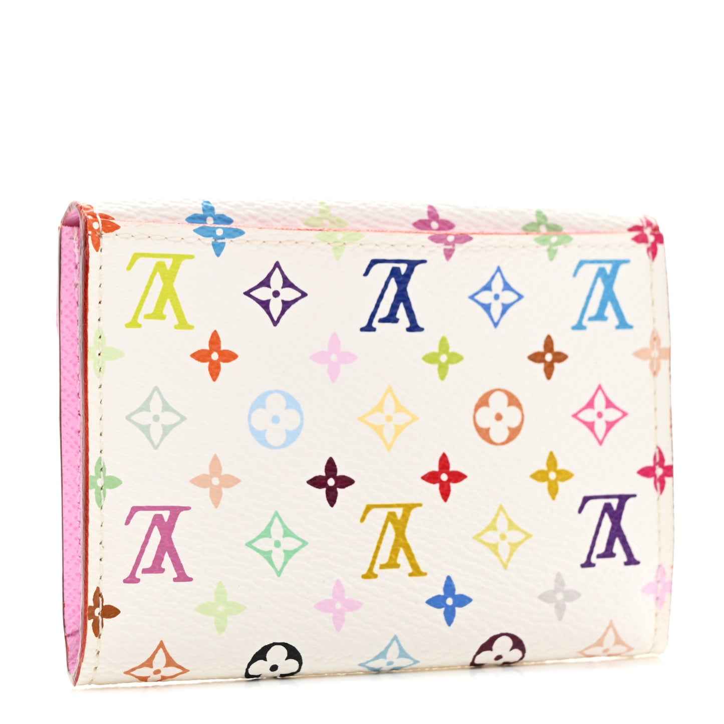 Monogram Multicolor Business Card Holder White Litchi