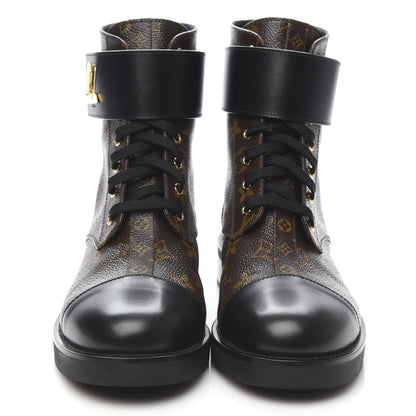 Louis Vuitton Calfskin Monogram Wonderland Flat Ranger Boots 41 Black 2 of 9
