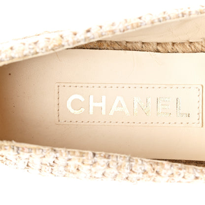 Chanel Tweed Lambskin CC Espadrilles 38 Beige 8 of 10