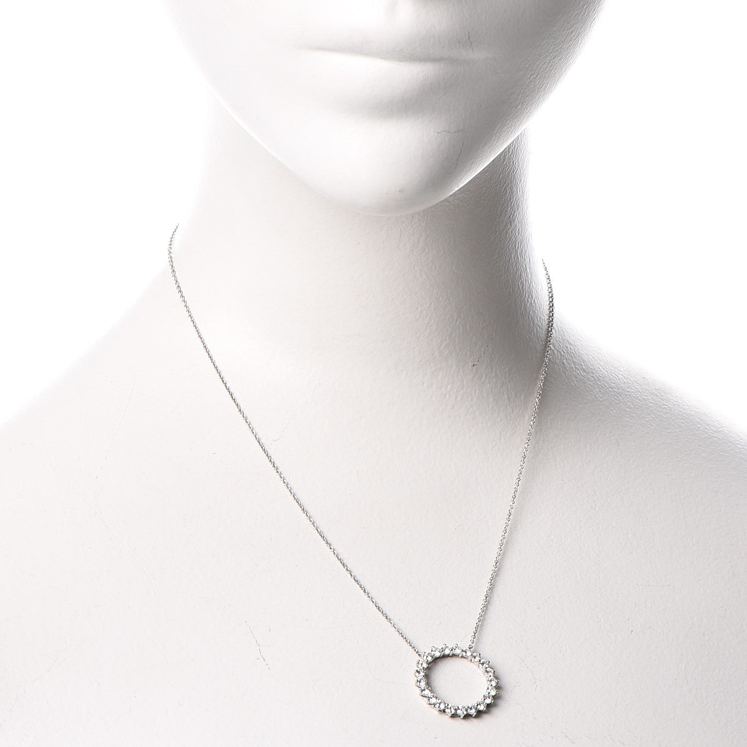 Tiffany Platinum Diamond Open Circle Pendant Necklace 2 of 8