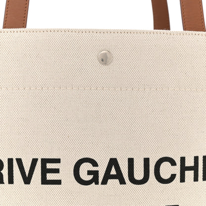 Saint Laurent Canvas Calfskin Rive Gauche Trapezoid Tote Beige 8 of 11
