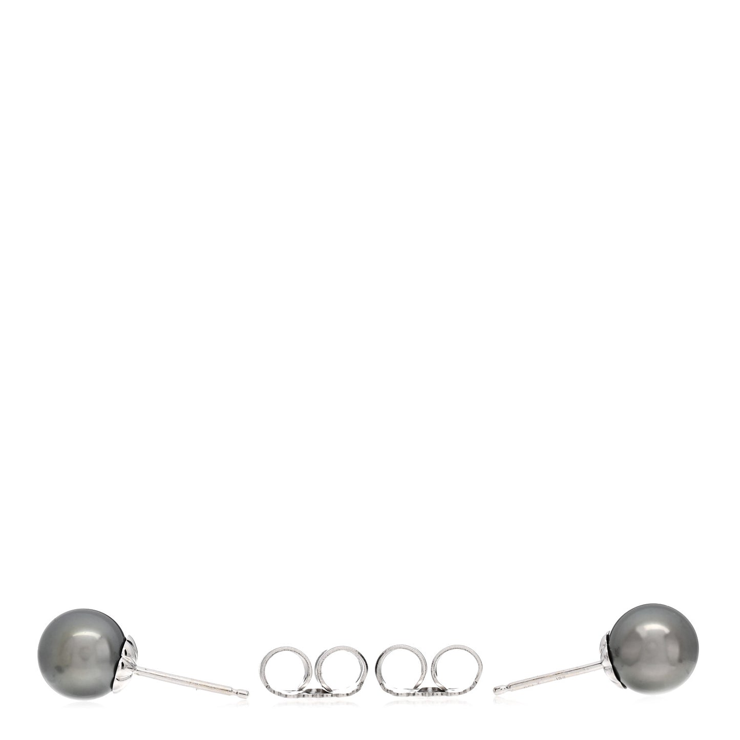 18K White Gold Tahitian Pearl 8.5-9mm Stud Earrings