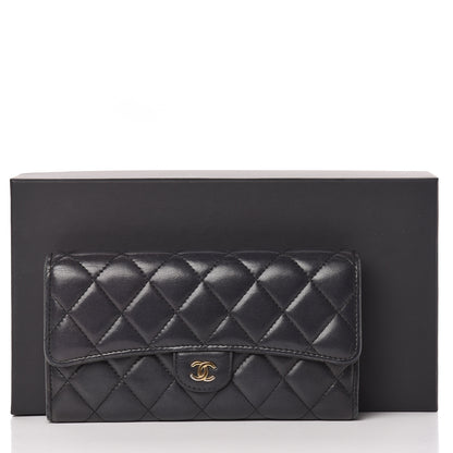 Chanel Lambskin Quilted Large Gusset Flap Wallet Black 14 of 14