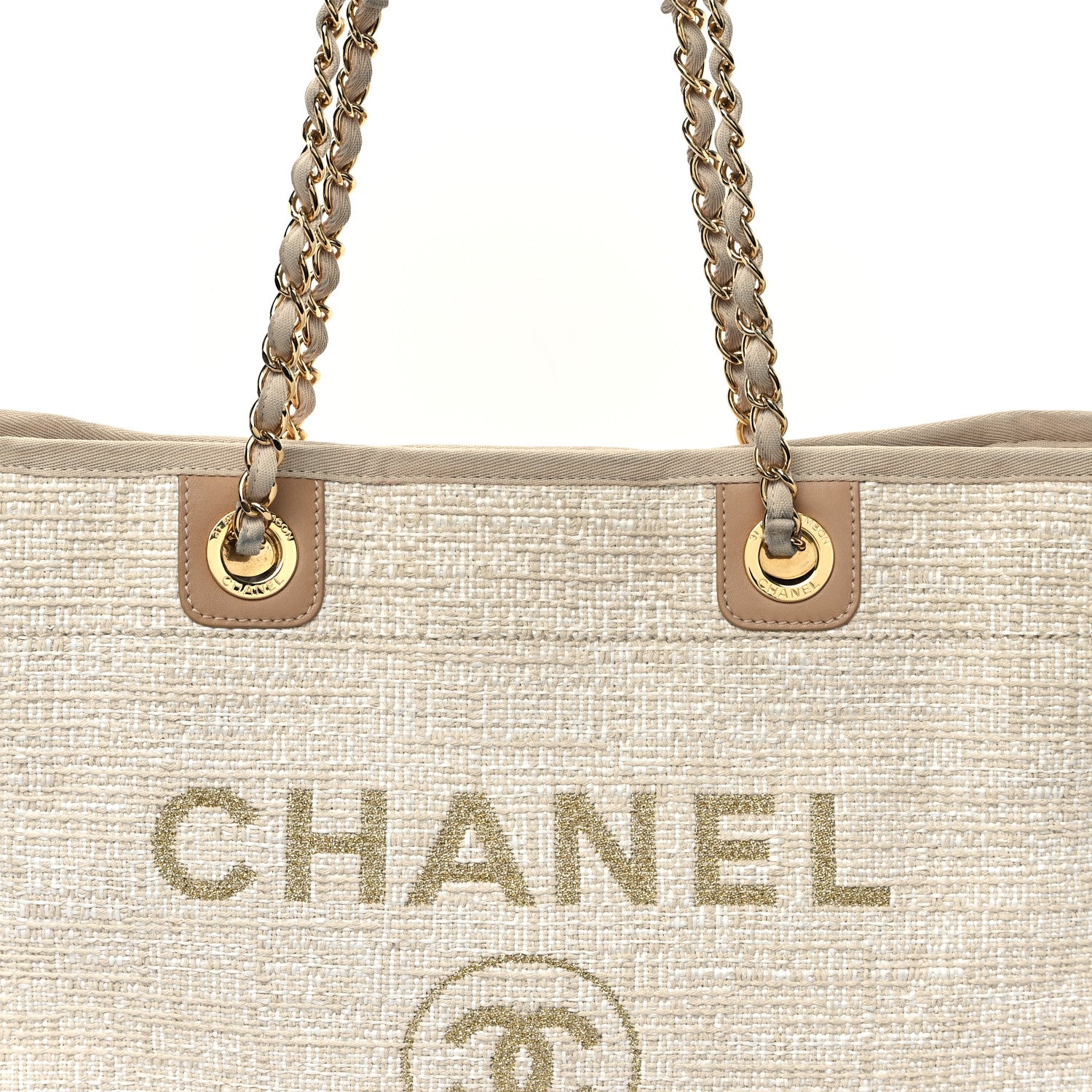 Chanel Lurex Boucle Small Deauville Tote Ivory 9 of 13