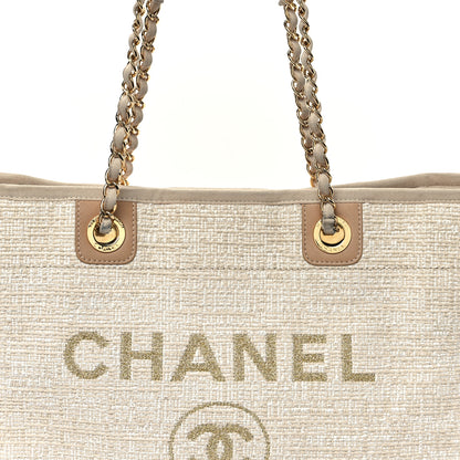 Chanel Lurex Boucle Small Deauville Tote Ivory 9 of 13