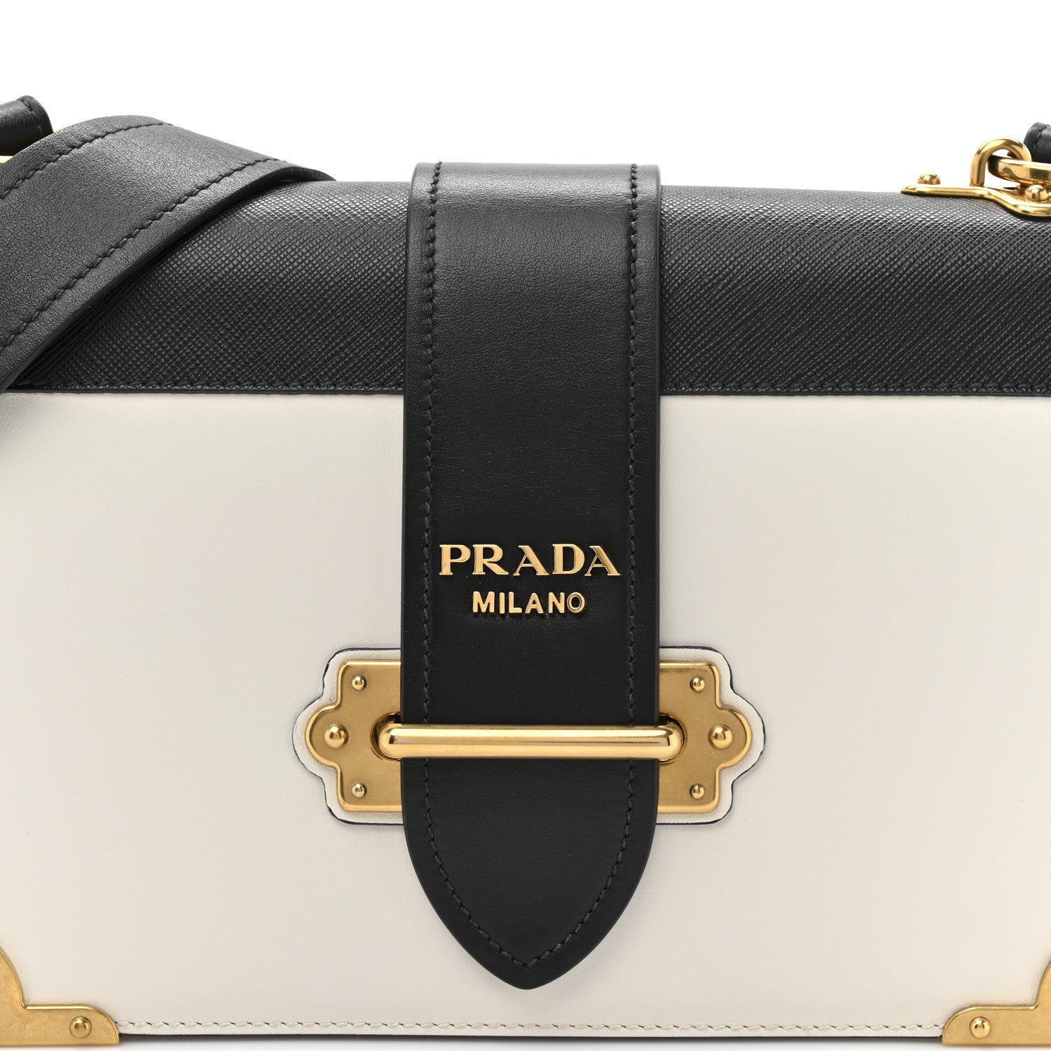 Prada City Calf Saffiano Cahier Bag Talco Black 8 of 11
