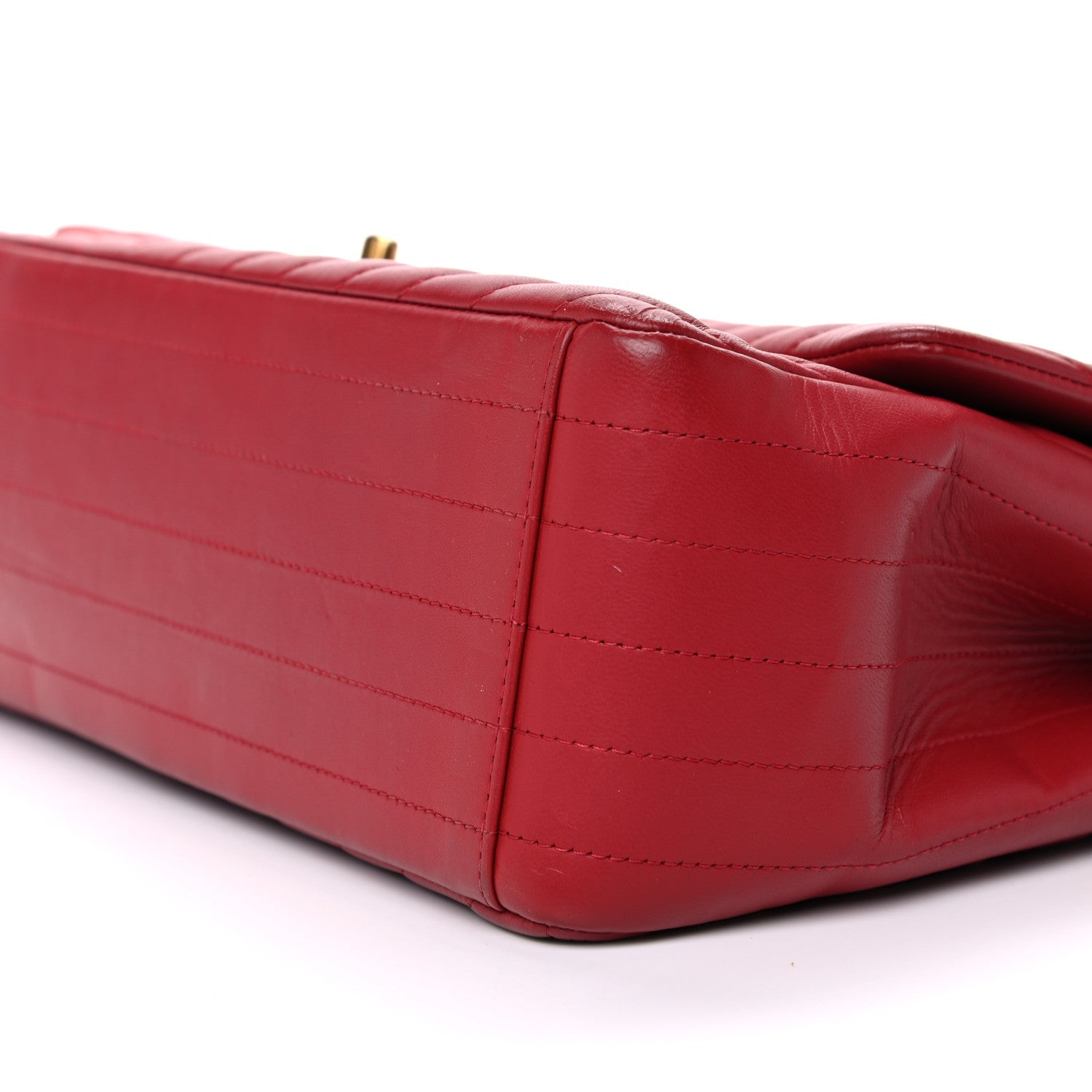 Chanel Lambskin Chevron Quilted Maxi Double Flap Red 9 of 12