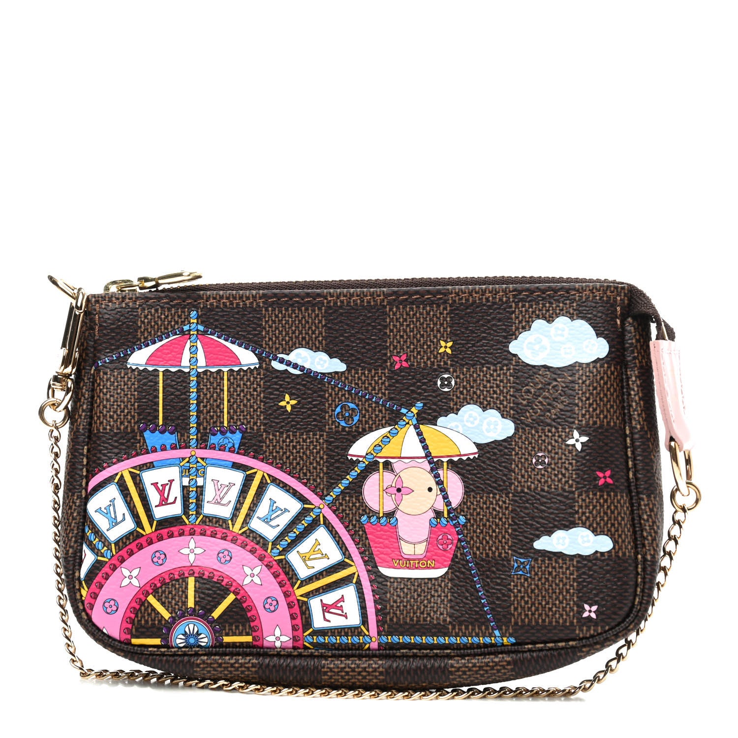 Louis Vuitton Damier Ebene 2020 Christmas Animation Big Wheel Mini Pochette Accessories Rose Ballerine 1 of 4