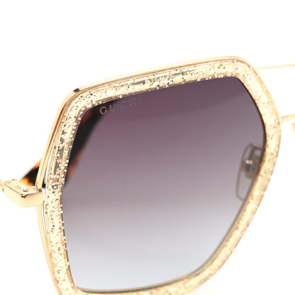Gucci Glitter Acetate Oversize Square Frame Sunglasses GG0106S Gold 7 of 7