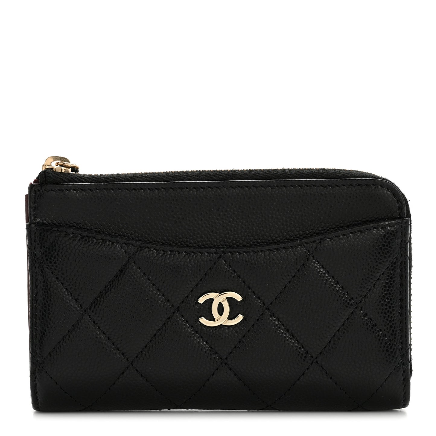 Caviar Quilted CC Zip Around Card Holder Black