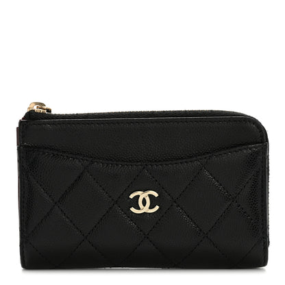 Chanel Caviar Quilted CC Zip Around Card Holder Black 1 of 8