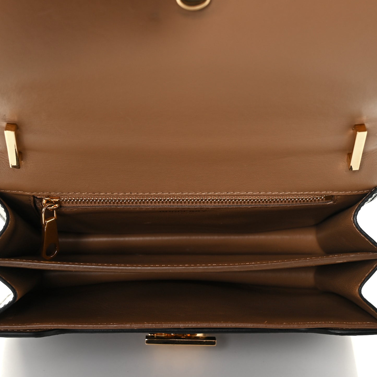 Calfskin Small TB Envelope Clutch Bag Malt Brown