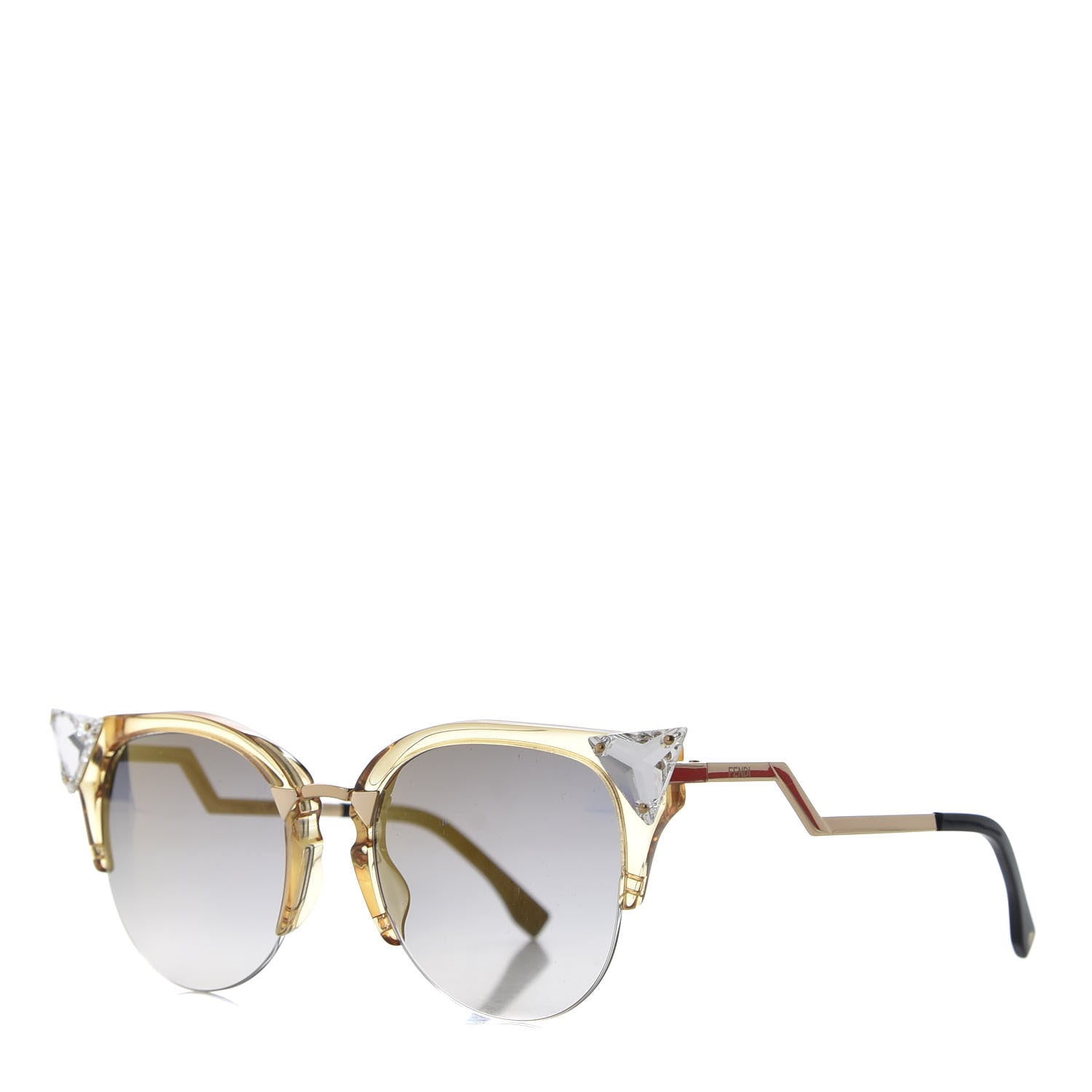 Fendi Metal Iridia Cat Eye Sunglasses FF 0041/S Gold 1 of 7