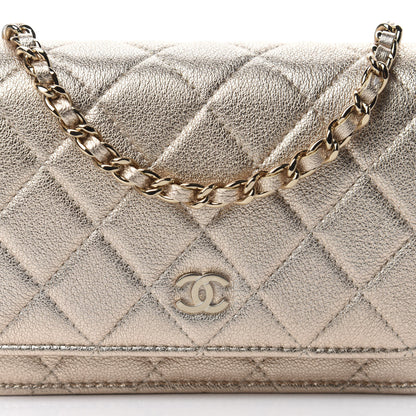 Chanel Metallic Lambskin Quilted Mini Wallet On Chain WOC Gold 10 of 11