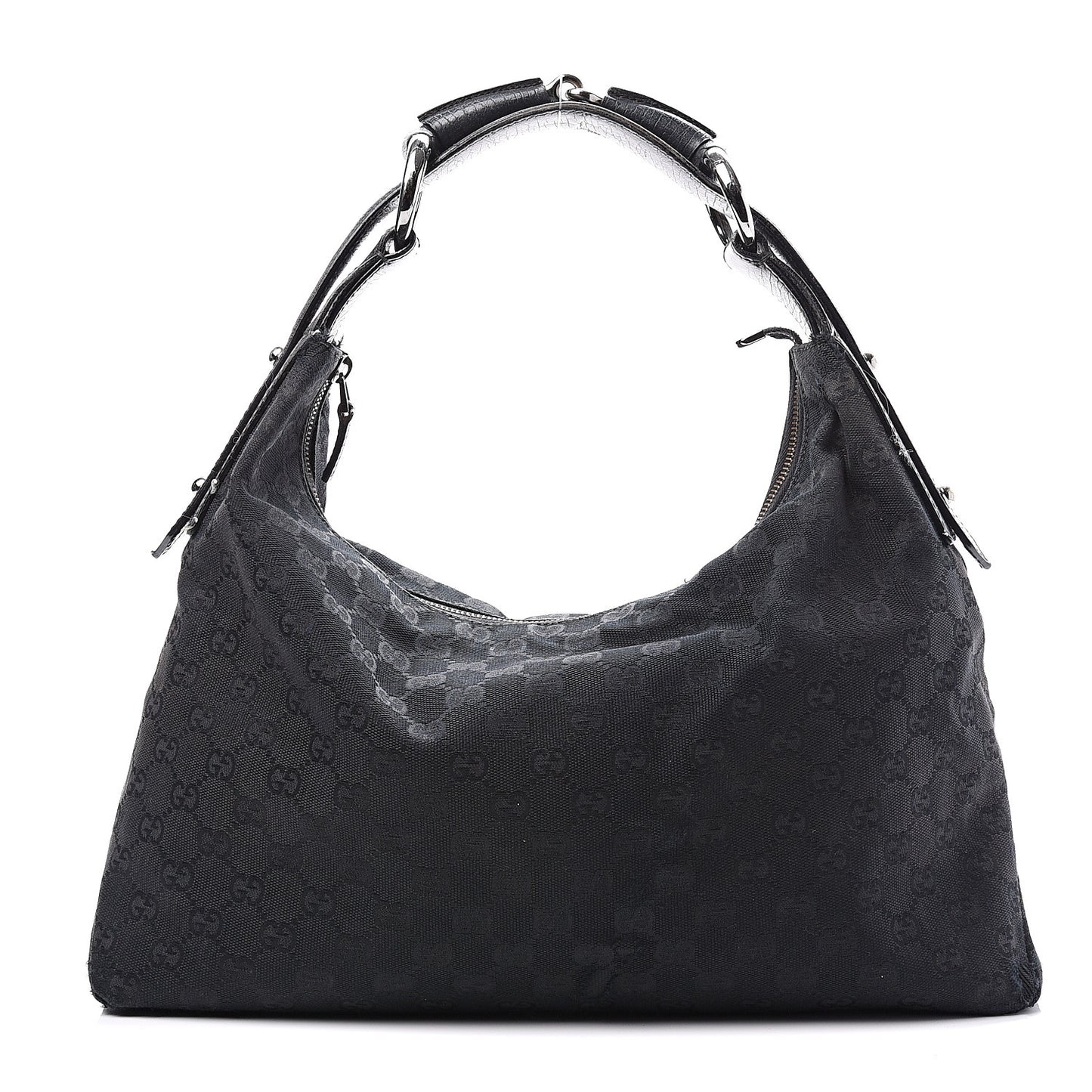 Monogram Medium Horsebit Chain Hobo Black
