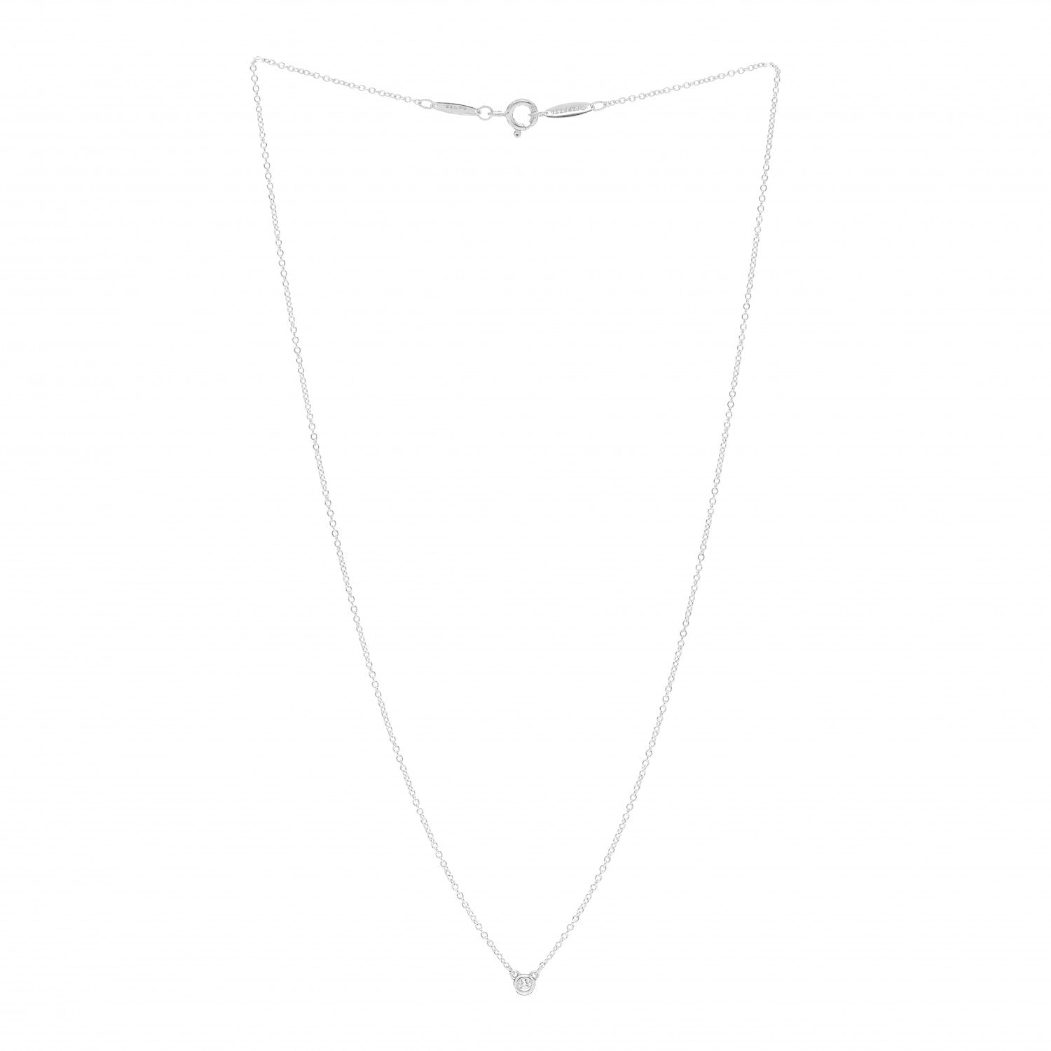Tiffany Sterling Silver Diamond .03ct Elsa Peretti Diamonds by the Yard Pendant Necklace 3 of 4