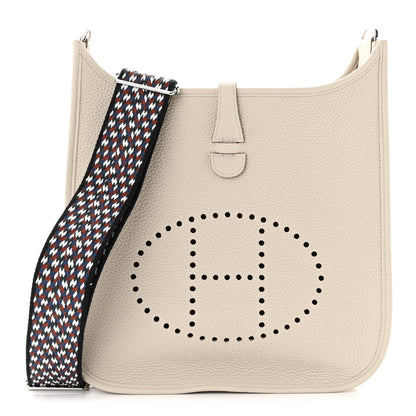 Hermes Taurillon Clemence Zigzag Sangle Evelyne III PM Beton Black White Deep Bleu 1 of 11