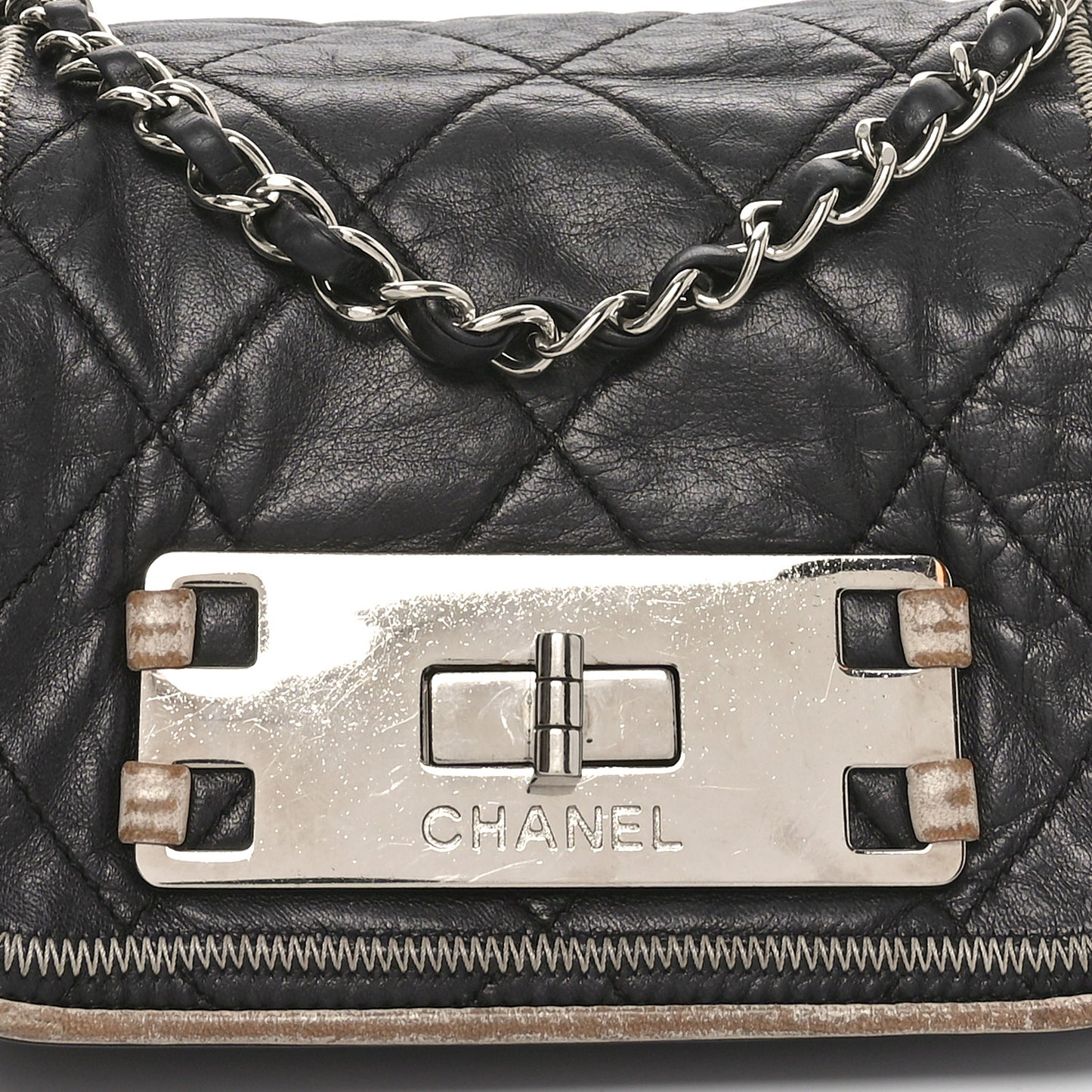 Lambskin Quilted East West Accordion Flap Black
