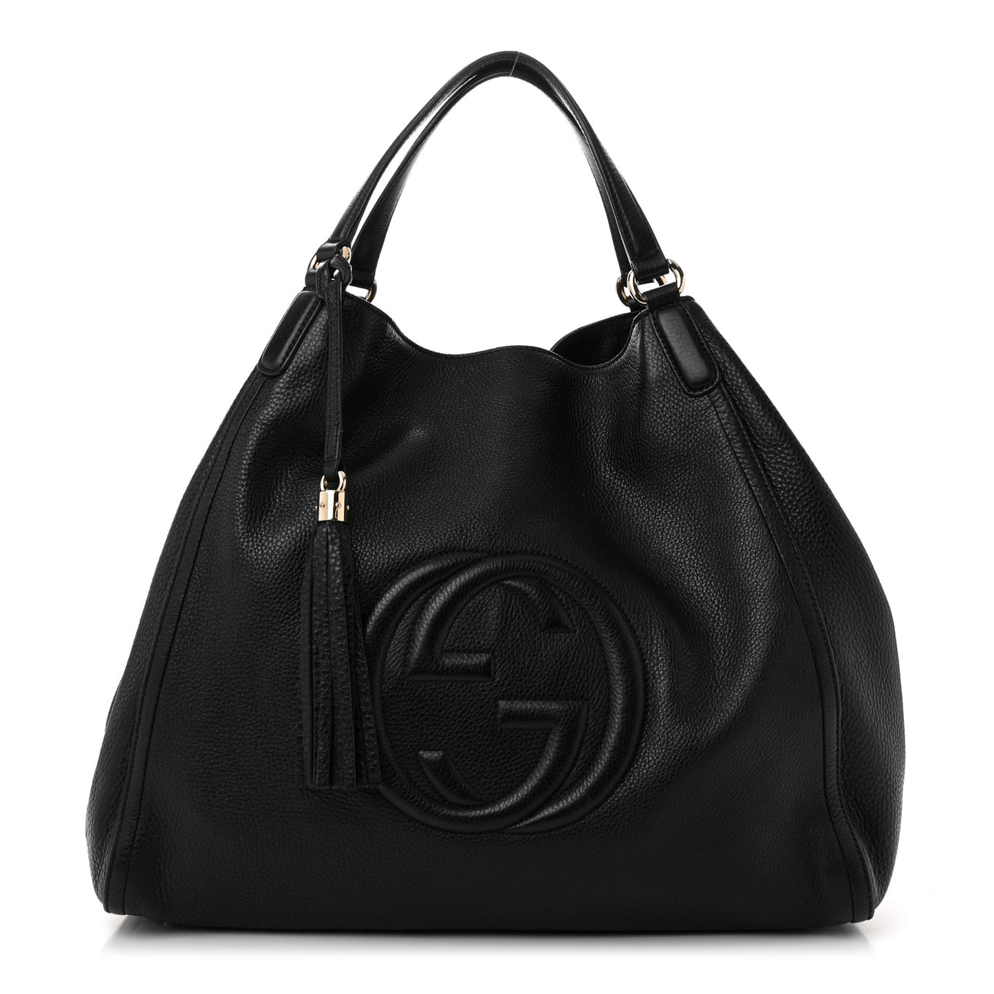 Pebbled Calfskin Large Soho Shoulder Bag Black