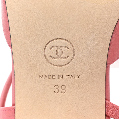 Chanel Iridescent Lambskin Cap Toe CC Slingback Pumps 39 Pink Black 6 of 9