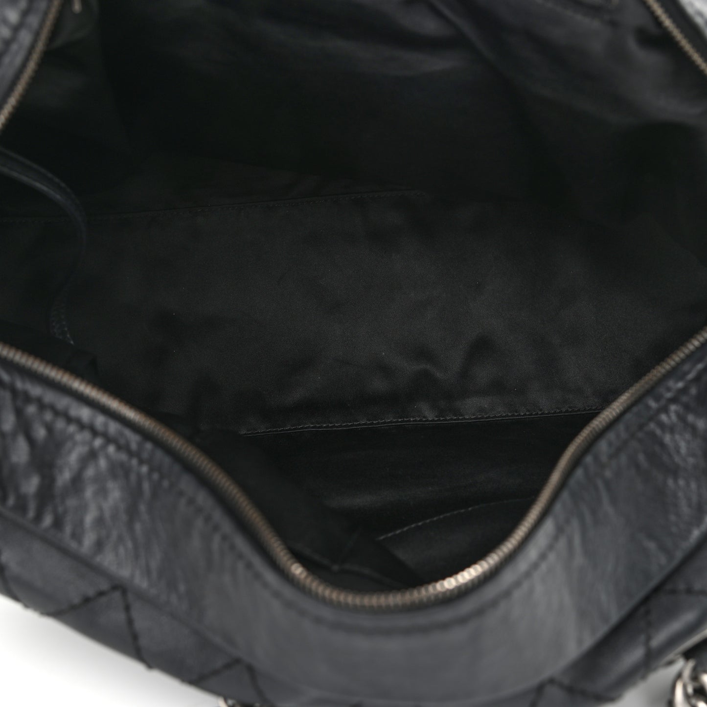 Calfskin Stitched Large Bowling Bag Black