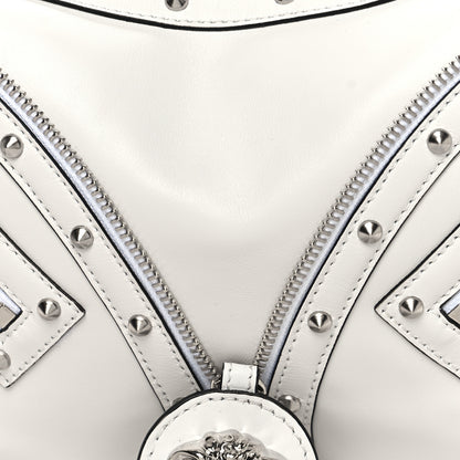 Versace Calfskin Studded Small Repeat Zip Hobo White 7 of 9