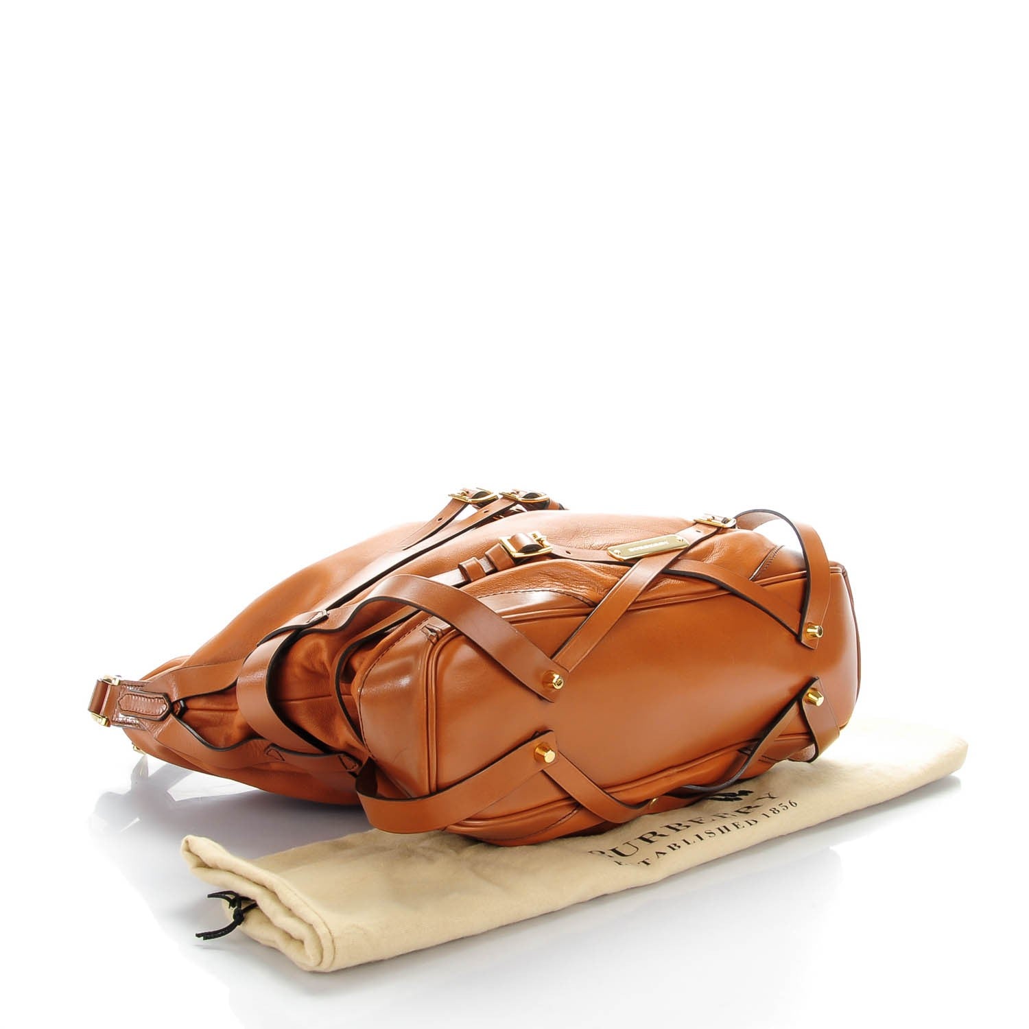 Burberry Soft Lambskin Bridle Calfskin Medium Gosford Hobo Tan 4 of 8