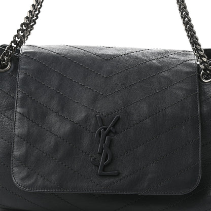 Saint Laurent Vintage Lambskin Chevron Monogram Medium Nolita Dark Smog 8 of 12