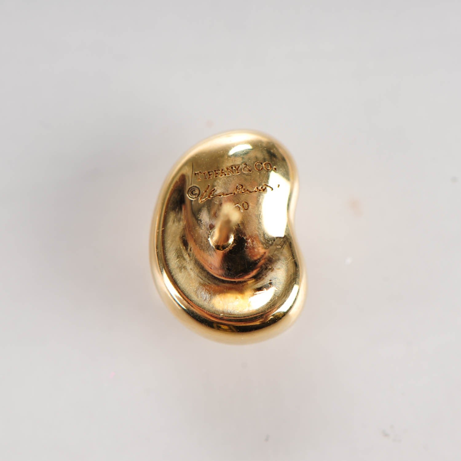 Tiffany 18K Yellow Gold 5mm Elsa Peretti Bean Earrings 4 of 5