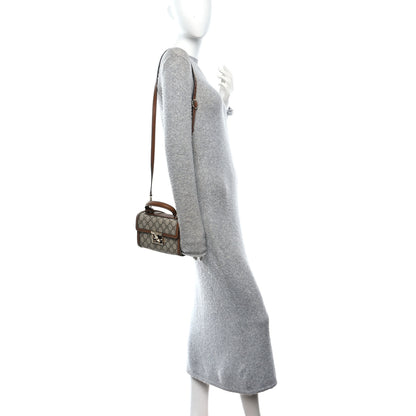 Gucci GG Supreme Monogram Small Padlock Top Handle Shoulder Bag Beige Ebony Dark Brown 2 of 11