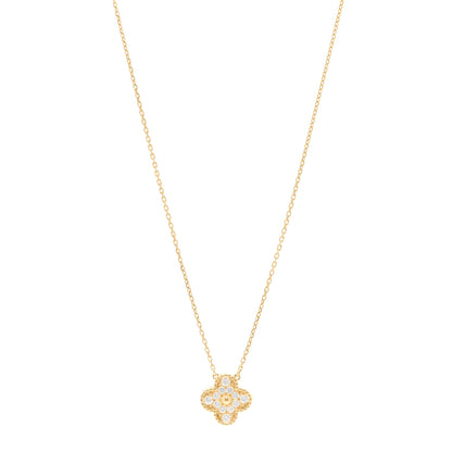 Van Cleef & Arpels 18K Yellow Gold Diamond Vintage Alhambra Pendant Necklace 1 of 4