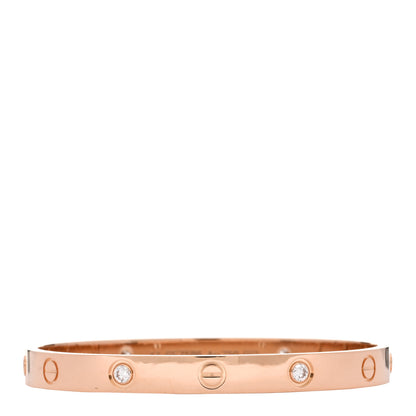 Cartier 18K Pink Gold 4 Diamond LOVE Bracelet 17 1 of 3