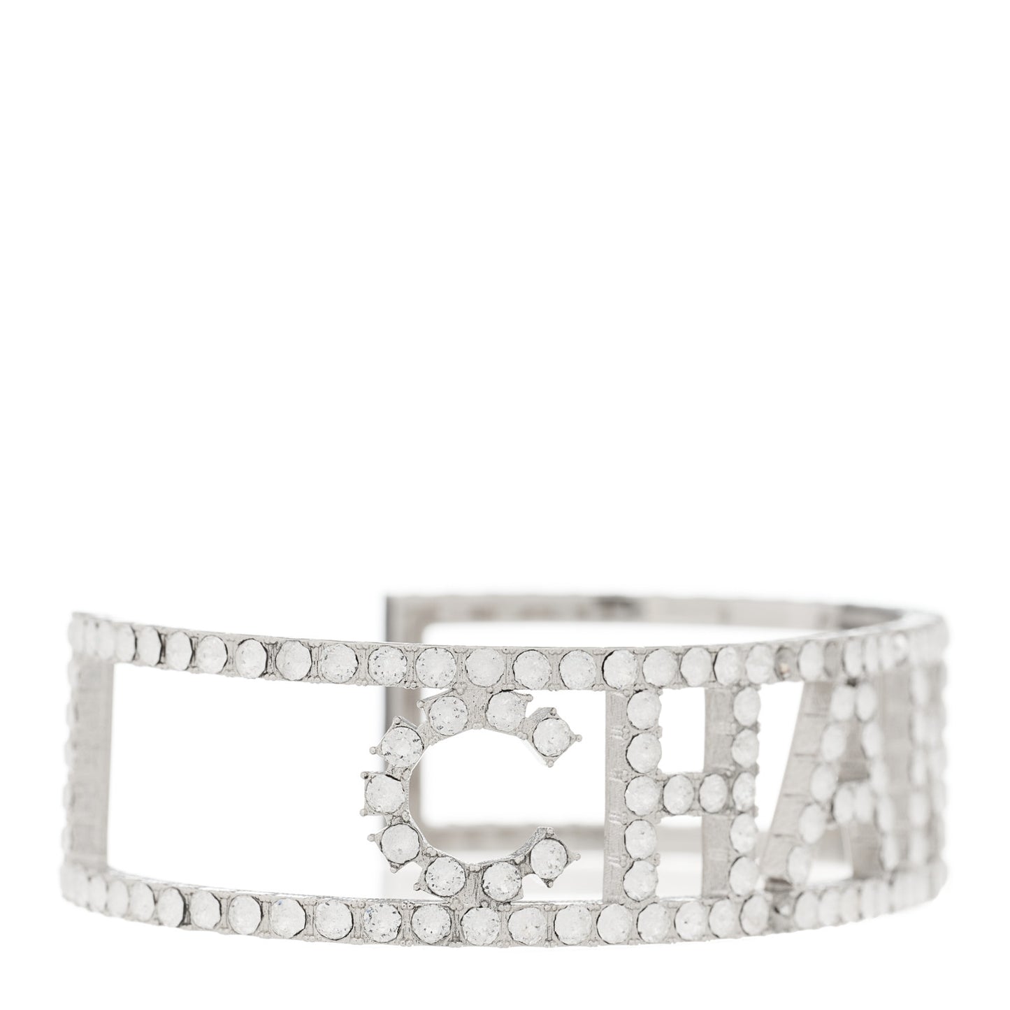 Crystal Logo Cuff Silver