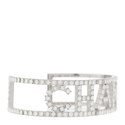 Chanel Crystal Logo Cuff Silver 2 of 5