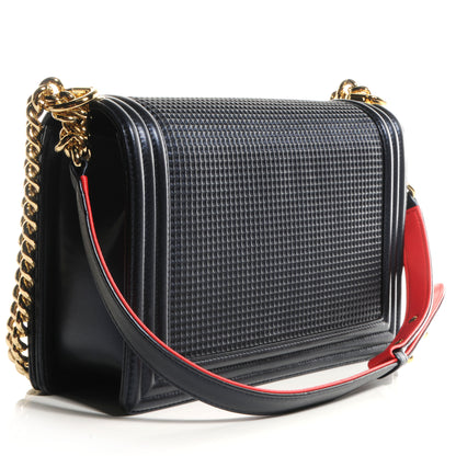 Chanel Lambskin Cube Embossed Large Boy Flap Navy Blue 4 of 11