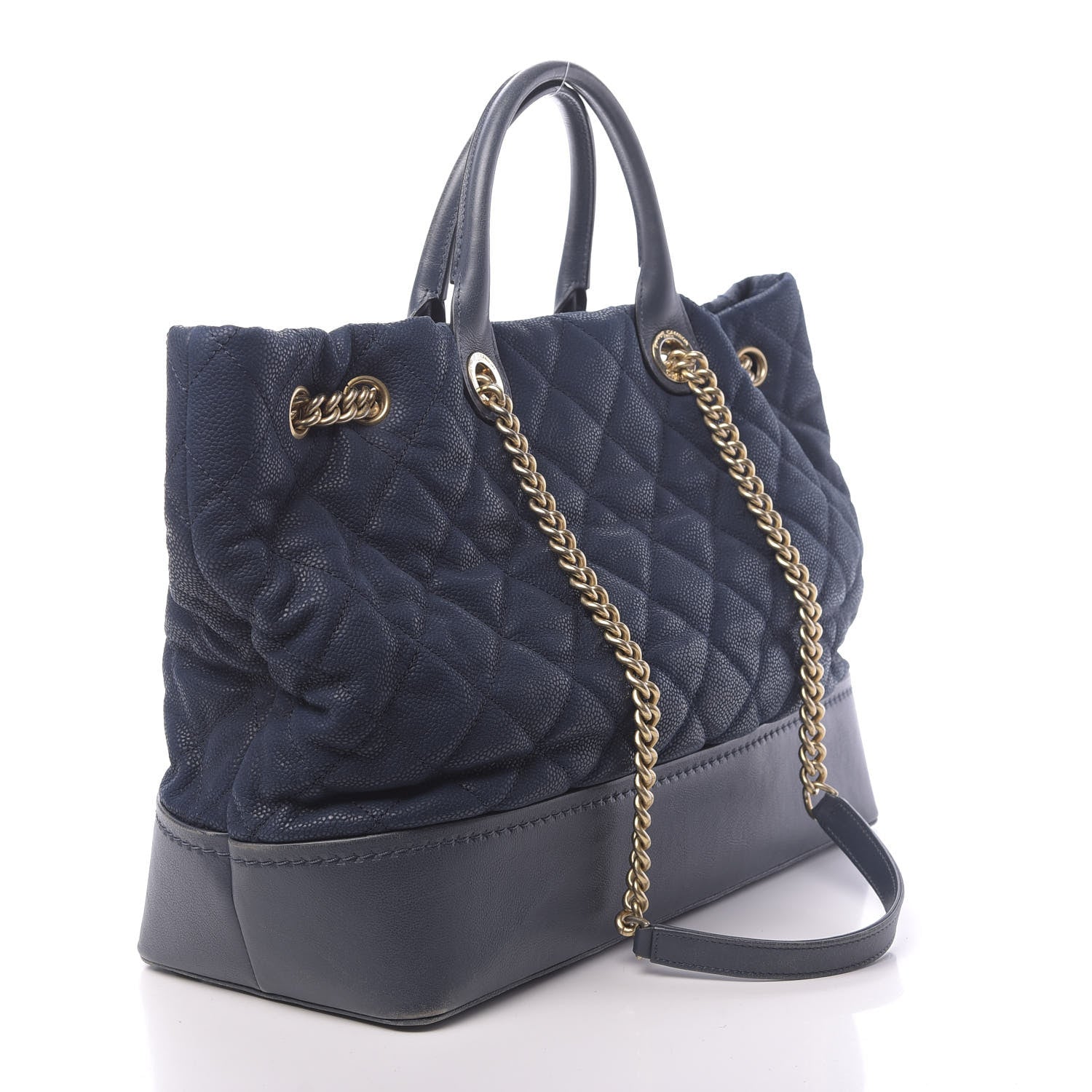 Chanel Iridescent Caviar Quilted Globe Trotter Shopping Tote Navy Blue 4 of 17