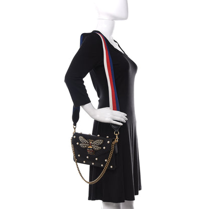 Gucci Nappa Pearl Studded Mini Queen Margaret Broadway Shoulder Bag Black 2 of 12