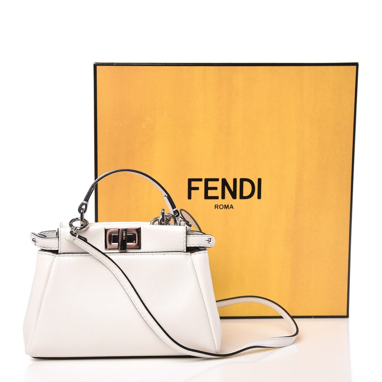 Shiny Nappa Micro Peekaboo Iconic Satchel White