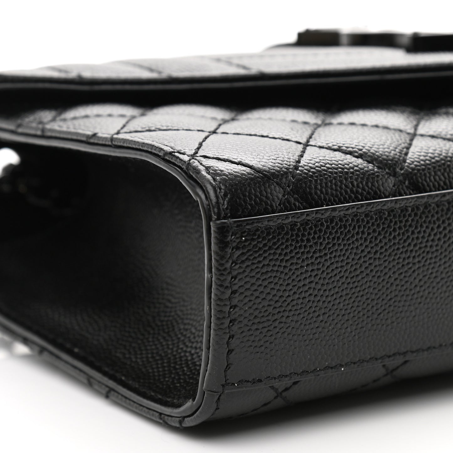 Grain De Poudre Textured Mixed Matelasse Triquilt Small Monogram Satchel Black