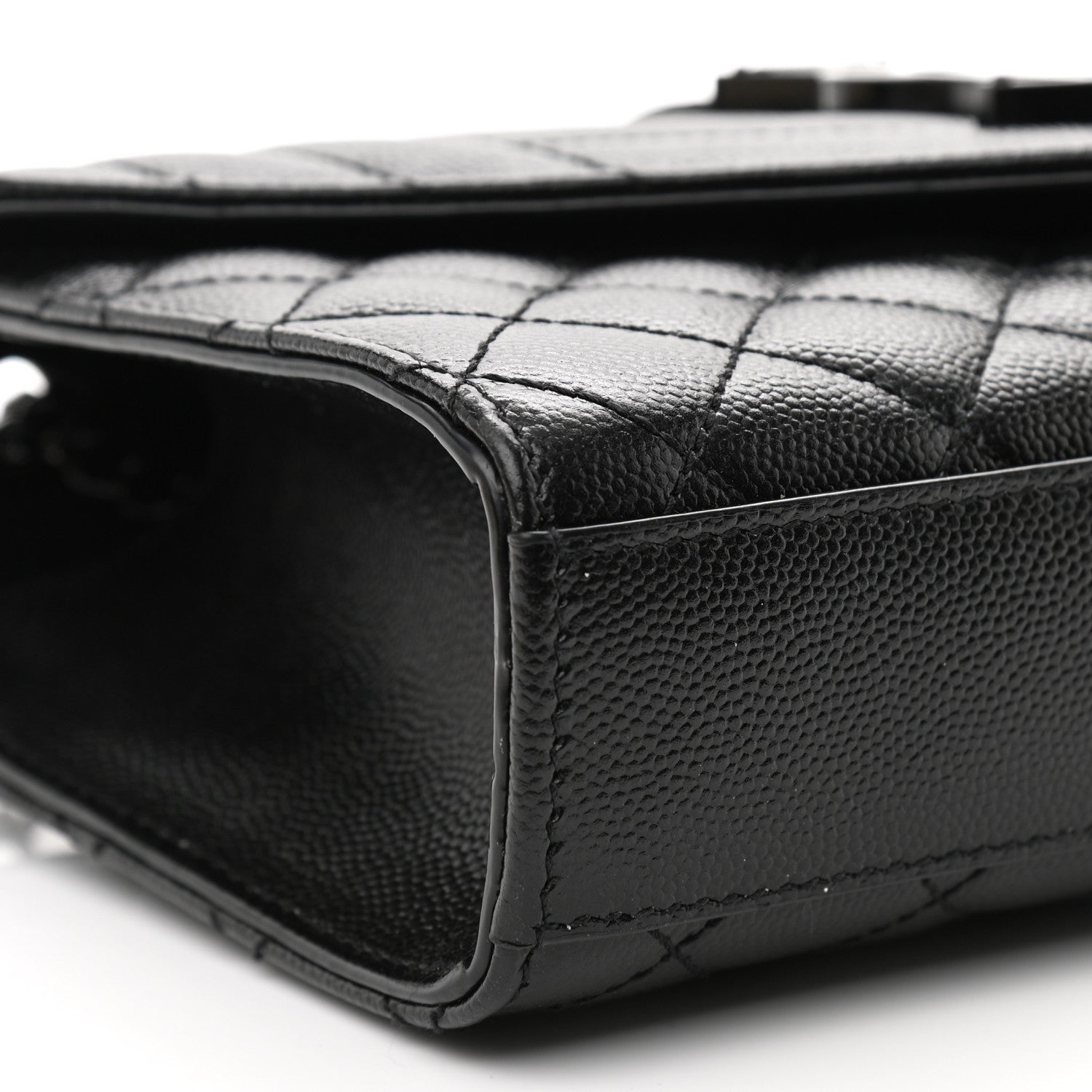 Saint Laurent Grain De Poudre Textured Mixed Matelasse Triquilt Small Monogram Satchel Black 9 of 14