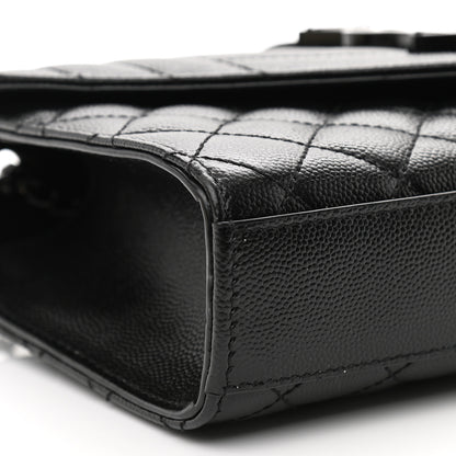 Saint Laurent Grain De Poudre Textured Mixed Matelasse Triquilt Small Monogram Satchel Black 9 of 14