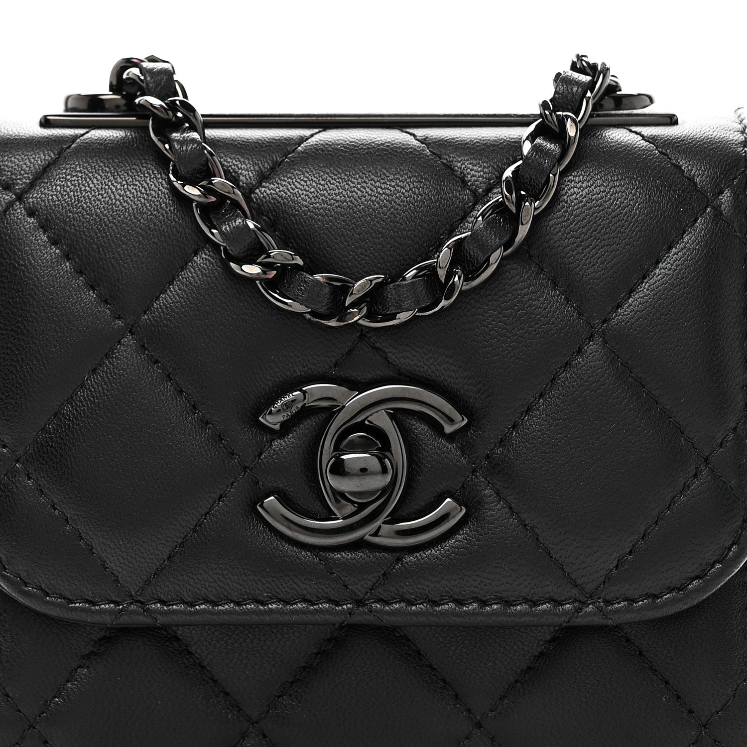 Chanel Lambskin Quilted Mini Trendy CC Clutch With Chain So Black 8 of 11